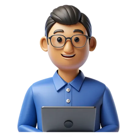 A software developer in front of a laptop.